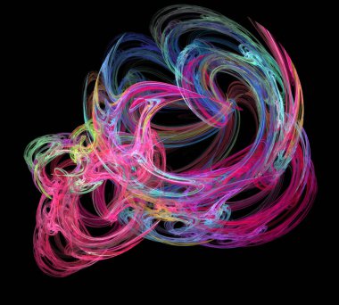 Siyah Renk Üzerine Bir Dijital Fraktal Resmi