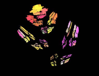 Siyah arkaplana birçok renk yerleştirilmiş yaratıcı illüstrasyon