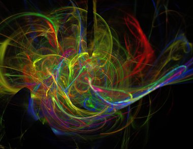 Siyah Renk Üzerine Bir Dijital Fraktal Resmi