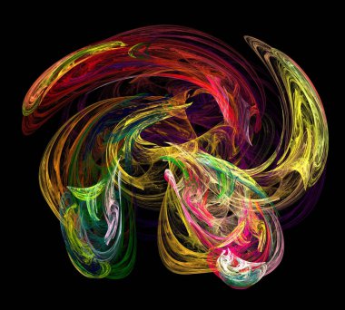 Siyah Renk Üzerine Bir Dijital Fraktal Resmi