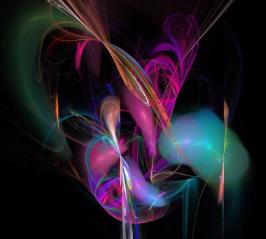 Siyah Renk Üzerine Bir Dijital Fraktal Resmi