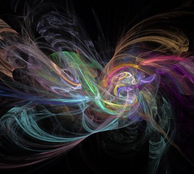 Siyah Renk Üzerine Bir Dijital Fraktal Resmi