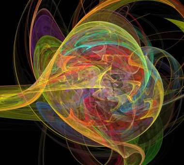 Siyah Renk Üzerine Bir Dijital Fraktal Resmi