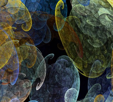 Siyah Renk Üzerine Bir Dijital Fraktal Resmi