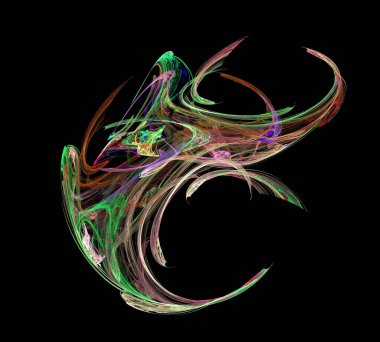 Siyah Renk Üzerine Bir Dijital Fraktal Resmi