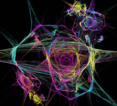 Siyah Renk Üzerine Bir Dijital Fraktal Resmi