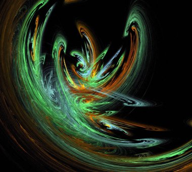 Siyah Renk Üzerine Bir Dijital Fraktal Resmi