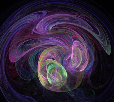 Siyah Renk Üzerine Bir Dijital Fraktal Resmi