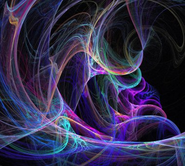 Siyah Renk Üzerine Bir Dijital Fraktal Resmi