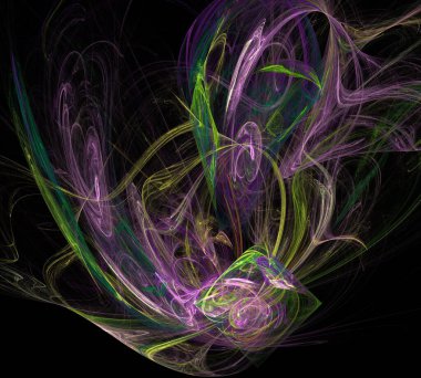 Siyah Renk Üzerine Bir Dijital Fraktal Resmi