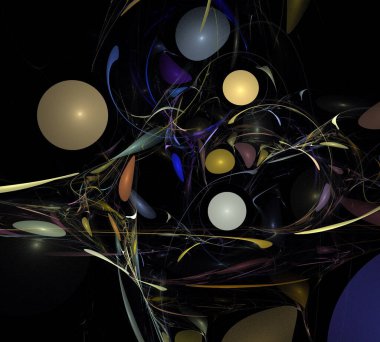 Siyah Renk Üzerine Bir Dijital Fraktal Resmi