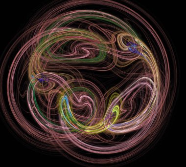 Siyah Renk Üzerine Bir Dijital Fraktal Resmi