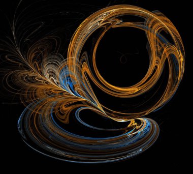 Siyah Renk Üzerine Bir Dijital Fraktal Resmi