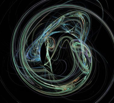 Siyah Renk Üzerine Bir Dijital Fraktal Resmi