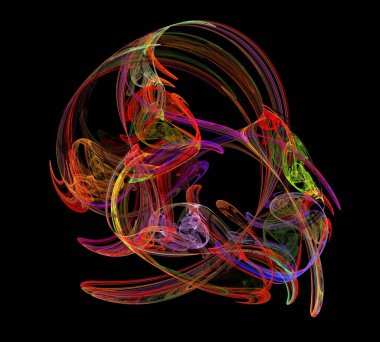 Siyah Renk Üzerine Bir Dijital Fraktal Resmi