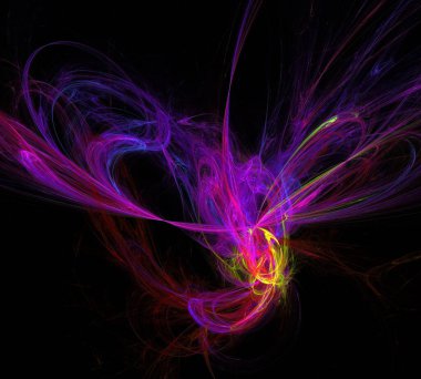 Siyah Renk Üzerine Bir Dijital Fraktal Resmi