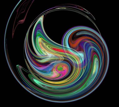 Siyah Renk Üzerine Bir Dijital Fraktal Resmi