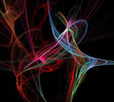 Siyah Renk Üzerine Bir Dijital Fraktal Resmi