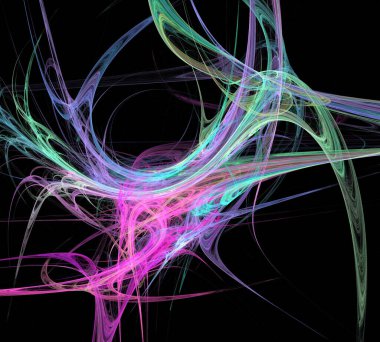 Siyah Renk Üzerine Bir Dijital Fraktal Resmi