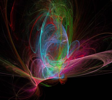 Siyah Renk Üzerine Bir Dijital Fraktal Resmi