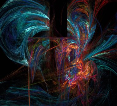 Siyah Renk Üzerine Bir Dijital Fraktal Resmi