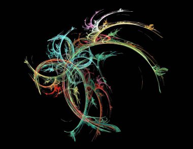 Siyah Renk Üzerine Bir Dijital Fraktal Resmi