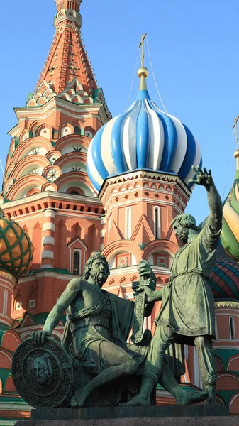 Bendita Catedral Albahaca Estatua Minin Pozharsky — Foto de Stock