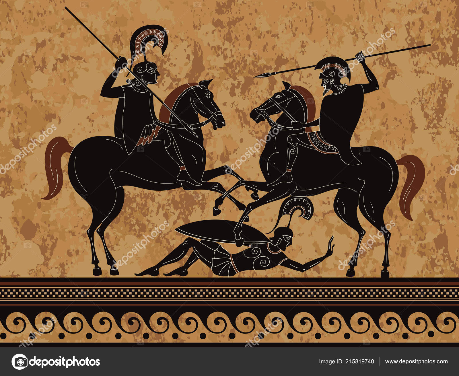 Ancient Greece Warrior Black Figure Pottery Sparta Ancient Civilization