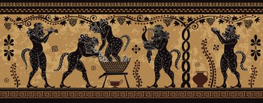 Antik Yunan resim. Seramik Sanat. Stilize antik Yunan arka plan. Akdeniz Kültür