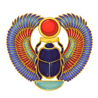 Scarab... Mısır hiyeroglifleri ve sembol Antik kültür şarkı ve sembol. Din simgesi. Tasarım ögesi.