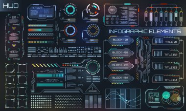 HUD UI iş app. fütüristik Kullanıcı arabirimi öğeleri Hud ve Infographic