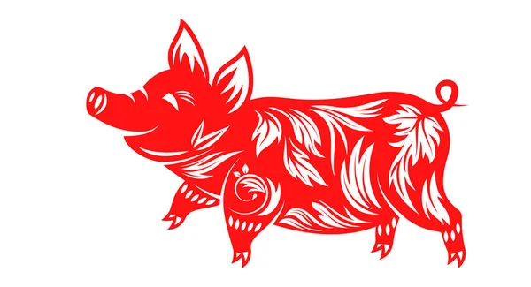 चीनी राशि चिन्ह सुअर का वर्ष, नया साल मुबारक 2019 — स्टॉक वेक्टर