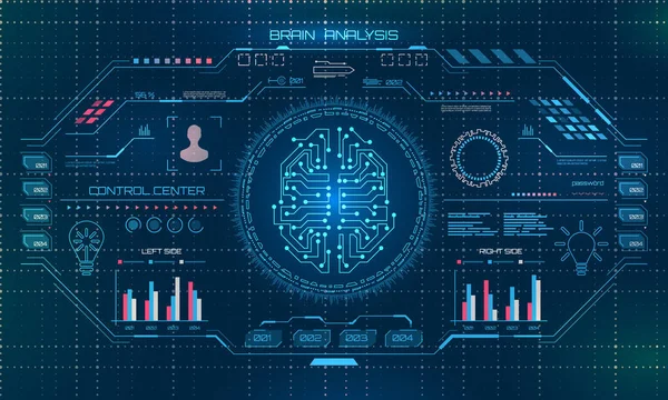 技術科学の概念、脳回路、Hud インターフェイス要素を抽象化します。 — ストックベクタ