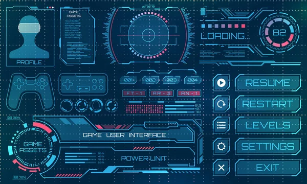 インフォ グラフィックの要素を持つ Hud ユーザー インターフェイス、Gui、未来的なパネル — ストックベクタ