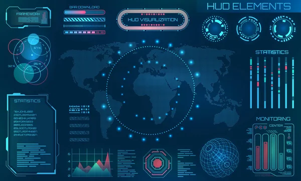 Fütüristik Hud tasarım öğeleri. Infographic veya bilgi görselleştirme için teknoloji arabirimi