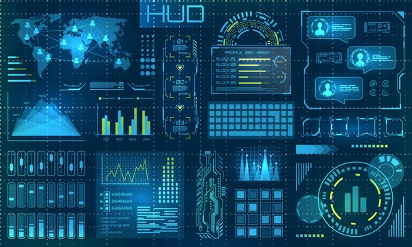 Fütüristik Hud tasarım öğeleri. Infographic veya bilgi görselleştirme için teknoloji arabirimi