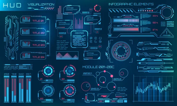 Elementos futuristas do projeto do HUD. Interface Infográfica ou Tecnológica para Visualização de Informação —  Vetores de Stock