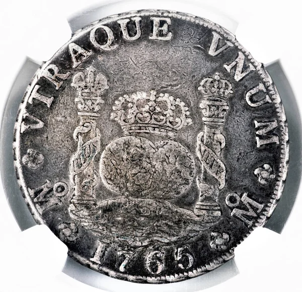 Spanish Dollar Dated 1765 Sometime Called Piece Eight Used Pirates — Stock Photo, Image