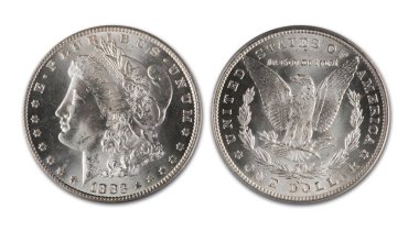 Antika Morgan gümüş dolar 1883 cc ön ve arka sikke gösterilen tarihli.