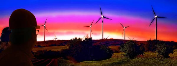 Surrealistisch Uitzicht Van Windturbines Heuvels Van Zuidwest Oklahoma — Stockfoto