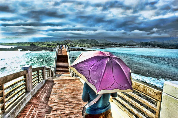 Surrealistisch Hdr Afbeelding Voor Dragon Bridge Taitung Taiwan Stockfoto