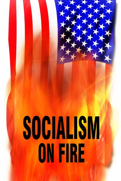 Socialism Fire American Flag — Stock Photo, Image