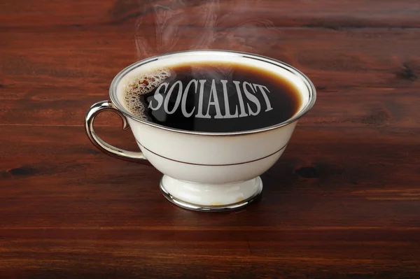 Café Negro Socialista Fresco Caliente Listo Para Comenzar Día — Foto de Stock