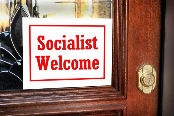 Panneau Bienvenue Socialiste Sur Porte Entrée — Photo