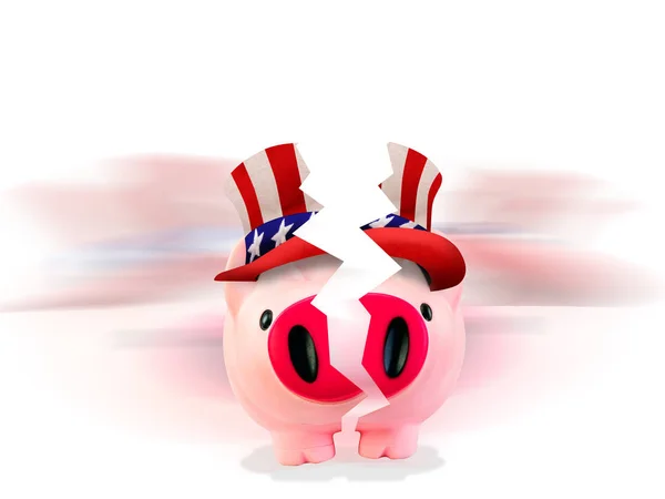 Split Piggy Bank Amerikában. — Stock Fotó