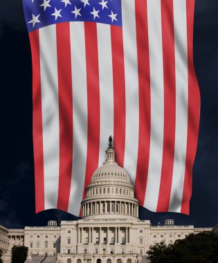 American Capital Building and Flag. clipart