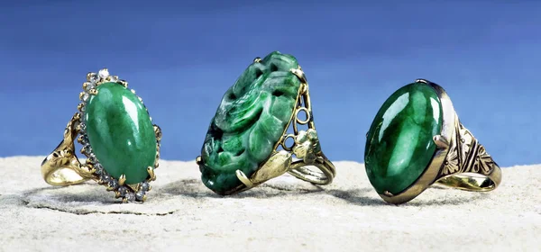 Burmese Jade Rings. — Stock Photo, Image