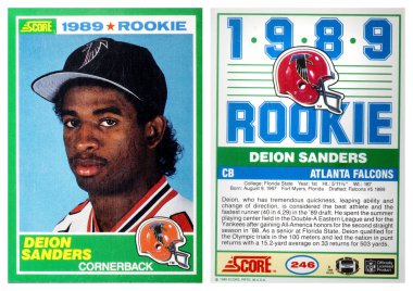  Deion Sanders Score Card 'dan çaylak kartı .
