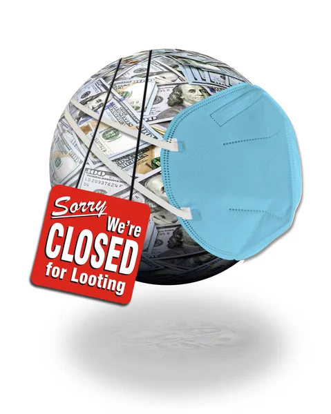 Sorry Closed Looting Money Ball Mask — Stock Photo, Image
