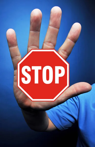 Verrückte Hand Mit Stoppschild — Stockfoto